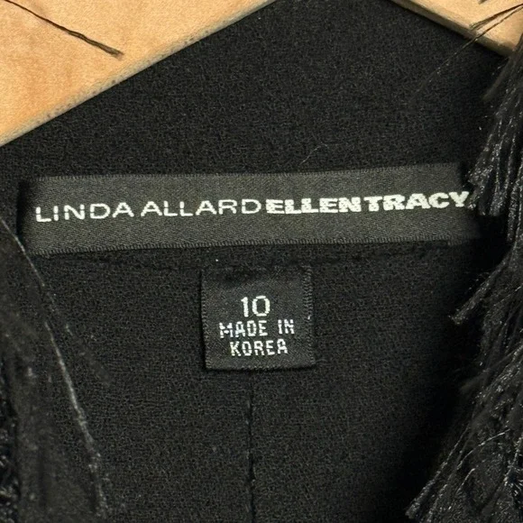Linda Allard Ellen Tracy Womens Wool Jacket 10 Black Feather Quiet Luxury Blazer - Picture 4 of 10